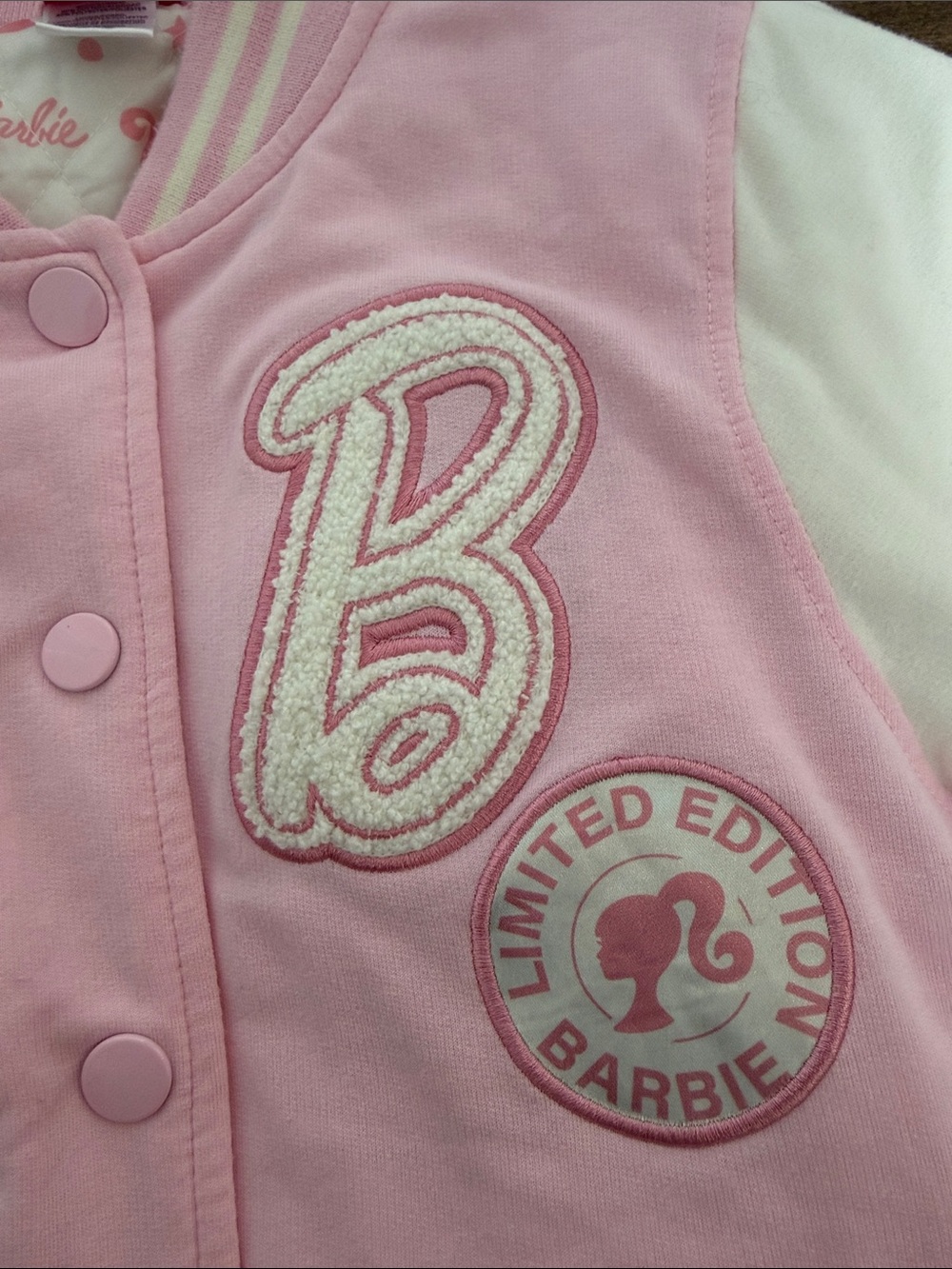 Barbie Girls' Pink & White Varsity Jacket - Picture 4 of 9